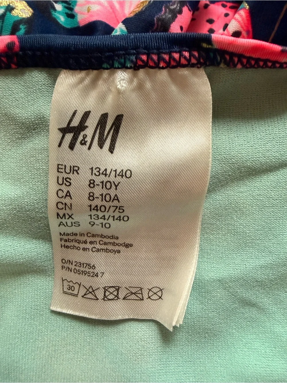 H&M Navy Floral Butterfly Print Swim Set